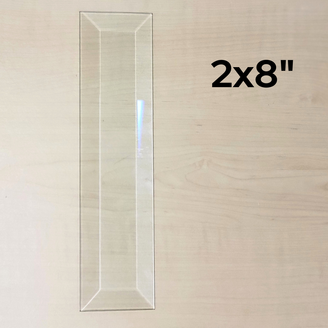 2"x8" Clear Bevel Rectangle (2 inch x 8 inch) | 10 or 30 Pack
